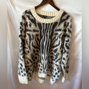 Animal print brushed sweater